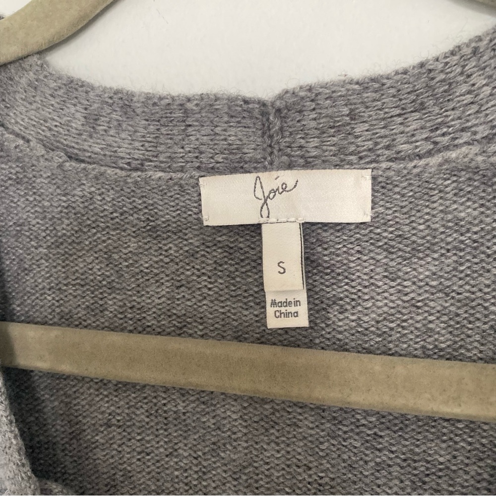 Joie Heather Grey Larken Cashmere + Wool Blend Drawstring Sweater Small - Picture 4 of 7